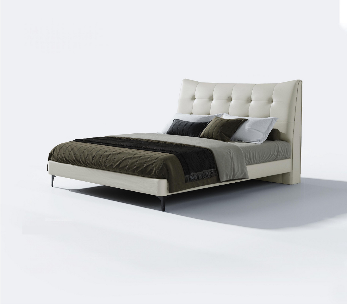 欣家居 實木框架 高回彈海綿 生態真皮皮大床 LPBX227FA