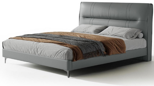 欣家居 實木 頭層真牛皮 201不銹鋼腳大床 LPBX277