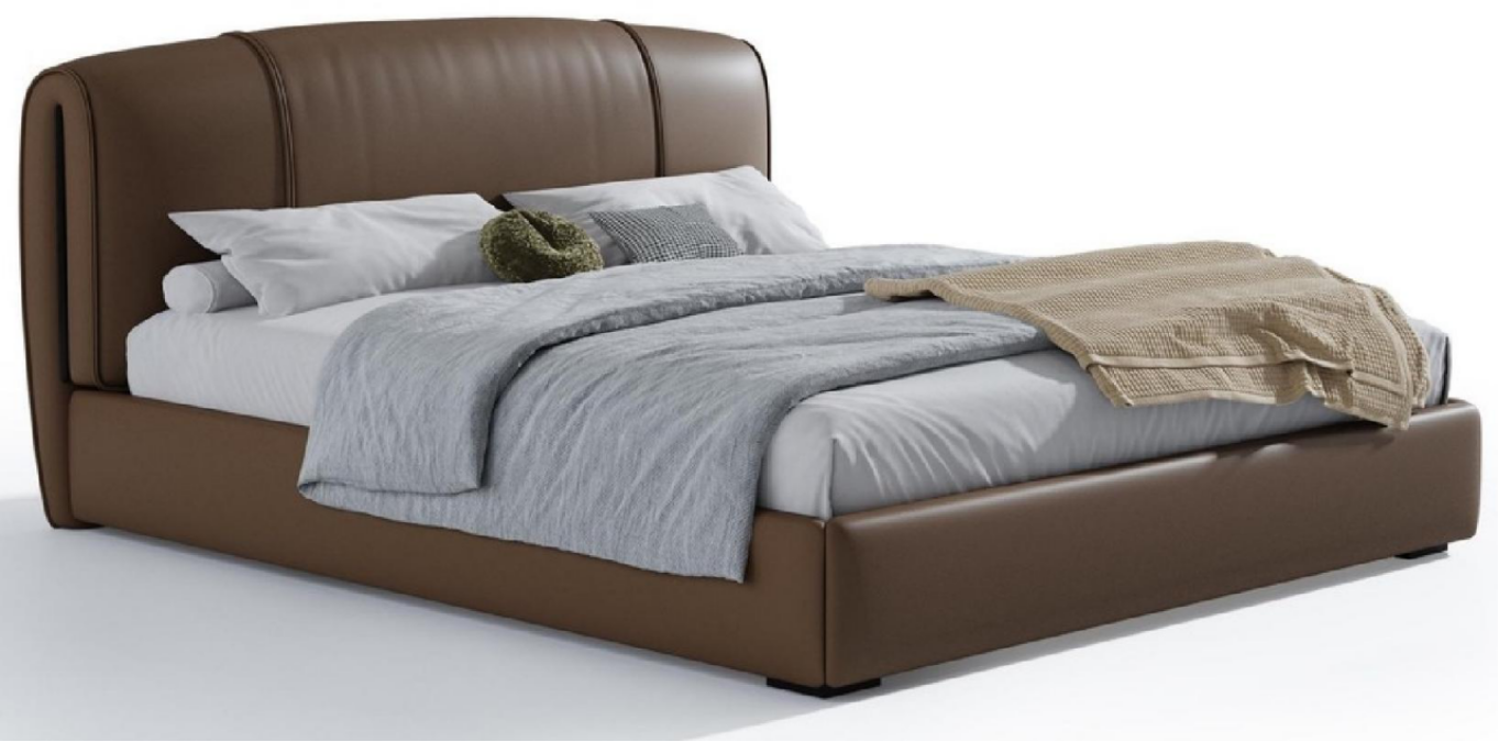 欣家居 實木框架 高回彈海綿 頭層真牛皮 合金腳 大床 LPBX339