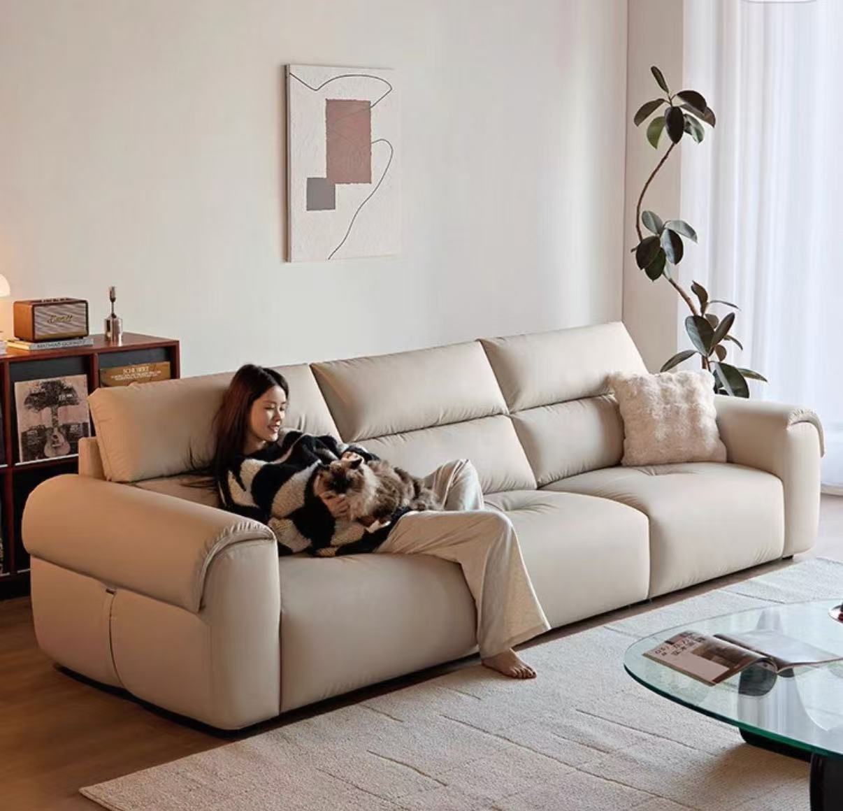 欣家居 實木 生態真皮 碳素鋼腳 四人位沙發 LPS0524FA