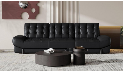 欣家居 實木框架 真皮四人座沙發 LPS0557