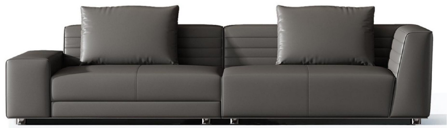 欣家居 實木 高密度海綿 真皮 不銹鋼五金 四人位沙發 LPS0568FD