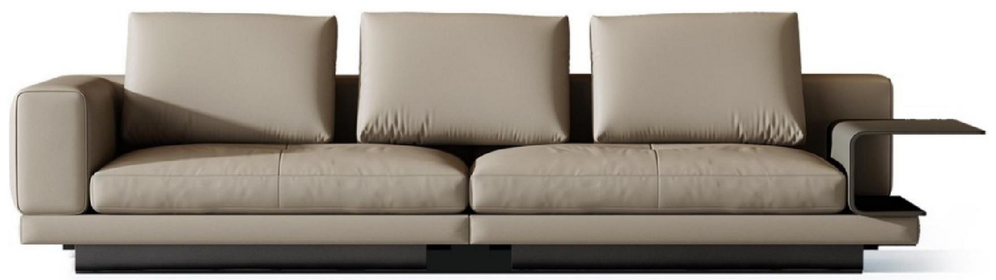 欣家居 實木 高密度海綿 羽絨 馬鞍皮 不銹鋼五金 四人位沙發 LPS0571FD