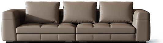 欣家居 實木框架 高密度海綿 真皮 合金 四人位沙發 LPS0572FD