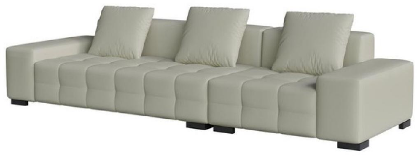 欣家居 實木 生態真皮 合金腳 四人位沙發 LPS0664