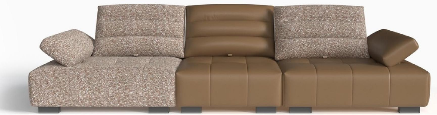 欣家居 實木 高回彈海綿 生態真皮沙發加腳踏 LPS0736