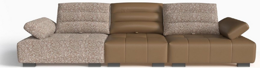 欣家居 實木 高回彈海綿 生態真皮沙發加腳踏 LPS0736