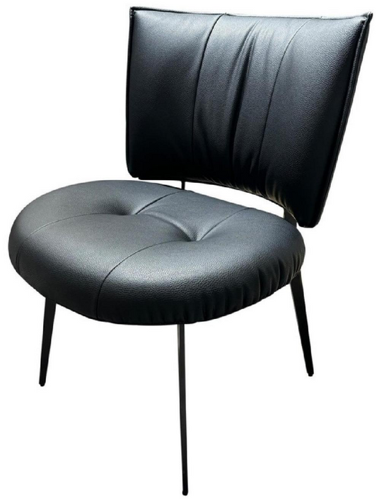 欣家居 仿真皮 高回彈海綿 啞光黑砂碳素鋼腳 餐椅 LPYX862