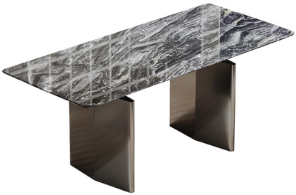 欣家居 威尼斯棕超晶石 中纖板 201鏡面不銹鋼 餐桌 LPZD229FC