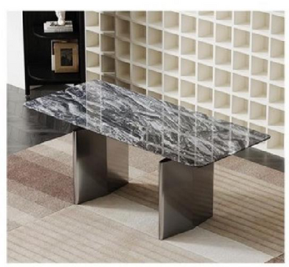 欣家居 威尼斯棕超晶石 中纖板 201鏡面不銹鋼 餐桌 LPZD229FC