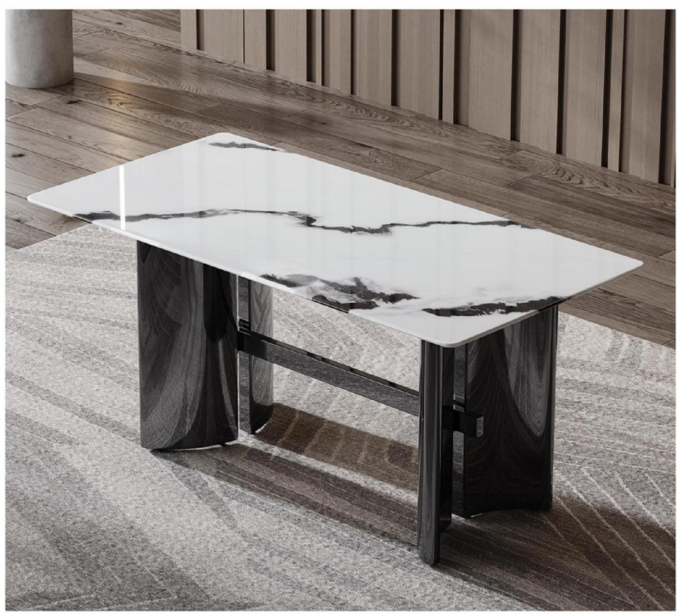 欣家居 熊貓白超晶石 中纖板 201鏡面不銹鋼 餐桌 LPZD234FD