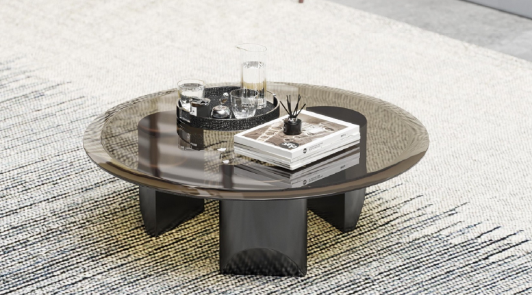 欣家居 灰玻 拉絲黑鈦五金 茶幾 LPZE259