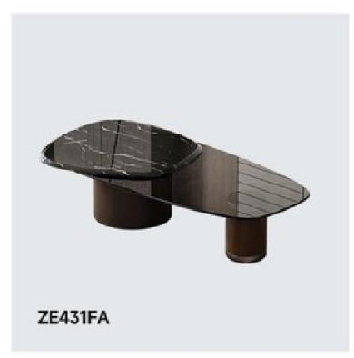 欣家居 中纖板貼煙熏木皮 鋼化玻璃 貼紙大理石 茶幾 LPZE431FA