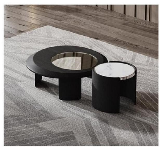 欣家居 E1級中纖板 鋼化玻璃 不銹鋼 雪山白巖板 組合茶幾 LPZE435FD