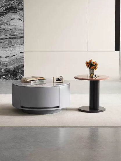 欣家居 爵士白微晶石 淺灰色E1級中纖板 橙色E1級中纖板 松木抽鬥 茶幾 LPZE456