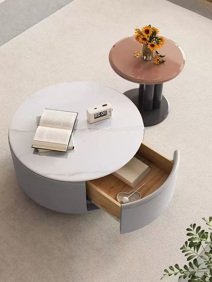 欣家居 爵士白微晶石 淺灰色E1級中纖板 橙色E1級中纖板 松木抽鬥 茶幾 LPZE456