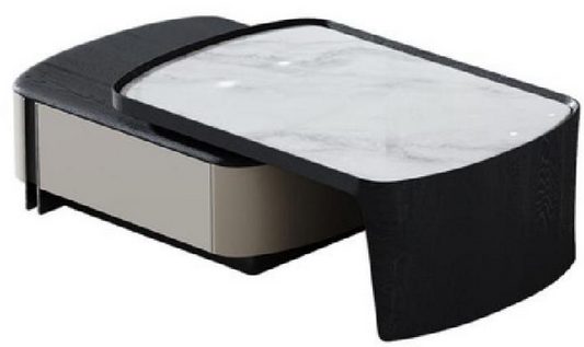 欣家居 微晶石 實木板 碳素鋼 拉伸茶幾 LPZE466