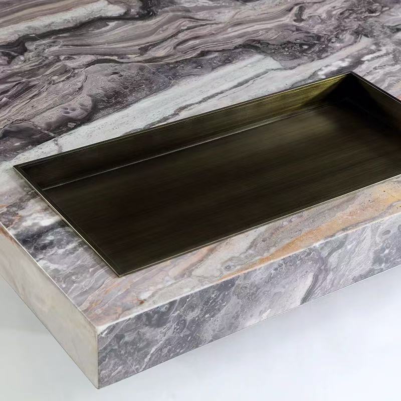 欣家居 威尼斯棕巖板 夾板 不銹鋼 茶幾 LPZE489