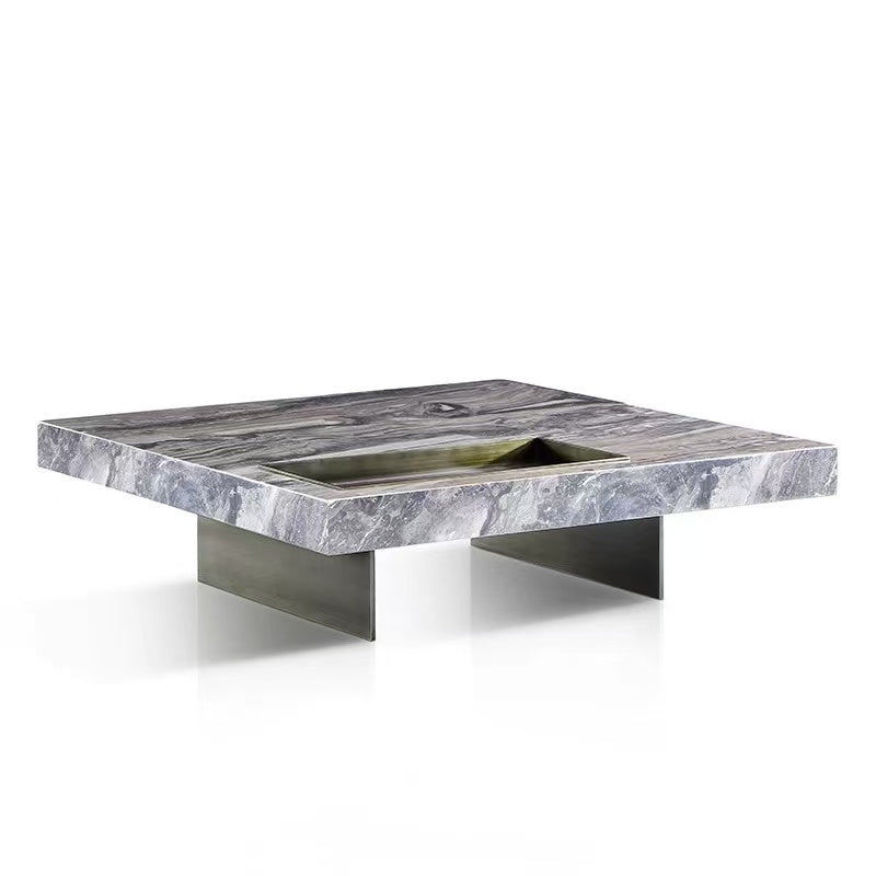 欣家居 威尼斯棕巖板 夾板 不銹鋼 茶幾 LPZE489