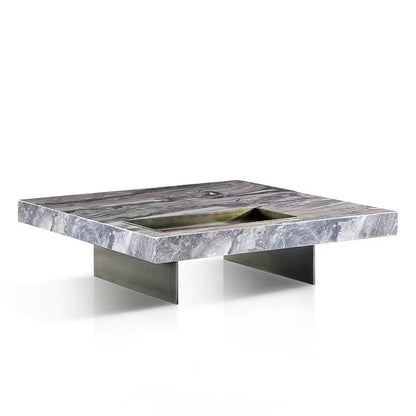 欣家居 威尼斯棕巖板 夾板 不銹鋼 茶幾 LPZE489