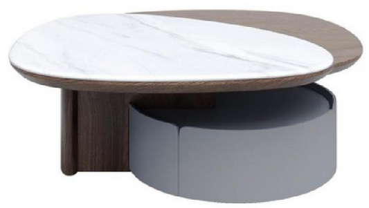 欣家居 微晶石 黑胡桃木皮 金屬烤漆 茶幾 LPZE526